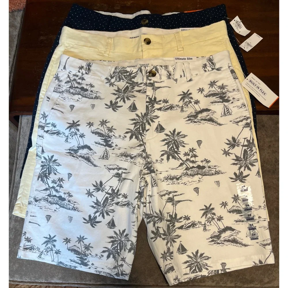 Old Navy Ultimate Slim Built-In Flex Shorts Lot of 3 Mens Size 34 Shorts